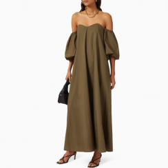 3 Packs Sexy Puff Sleeve Off Shoulder Pleated Cotton Strapless Maxi Dress