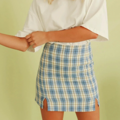 3 Packs All Match Hip Covering Split High Waist Plaid Mini Skirt
