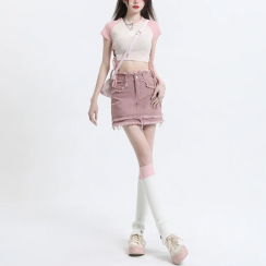 3 Packs Slim Wrap Hip Versatile A Line Denim Miniskirt